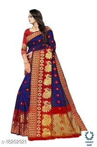 COTTON BASED JACQUARD SAREES - Saree LengthSize:5.5m Blouse Lenght Size:0.8, Cotton Silk, Zari woves, Pack of:1